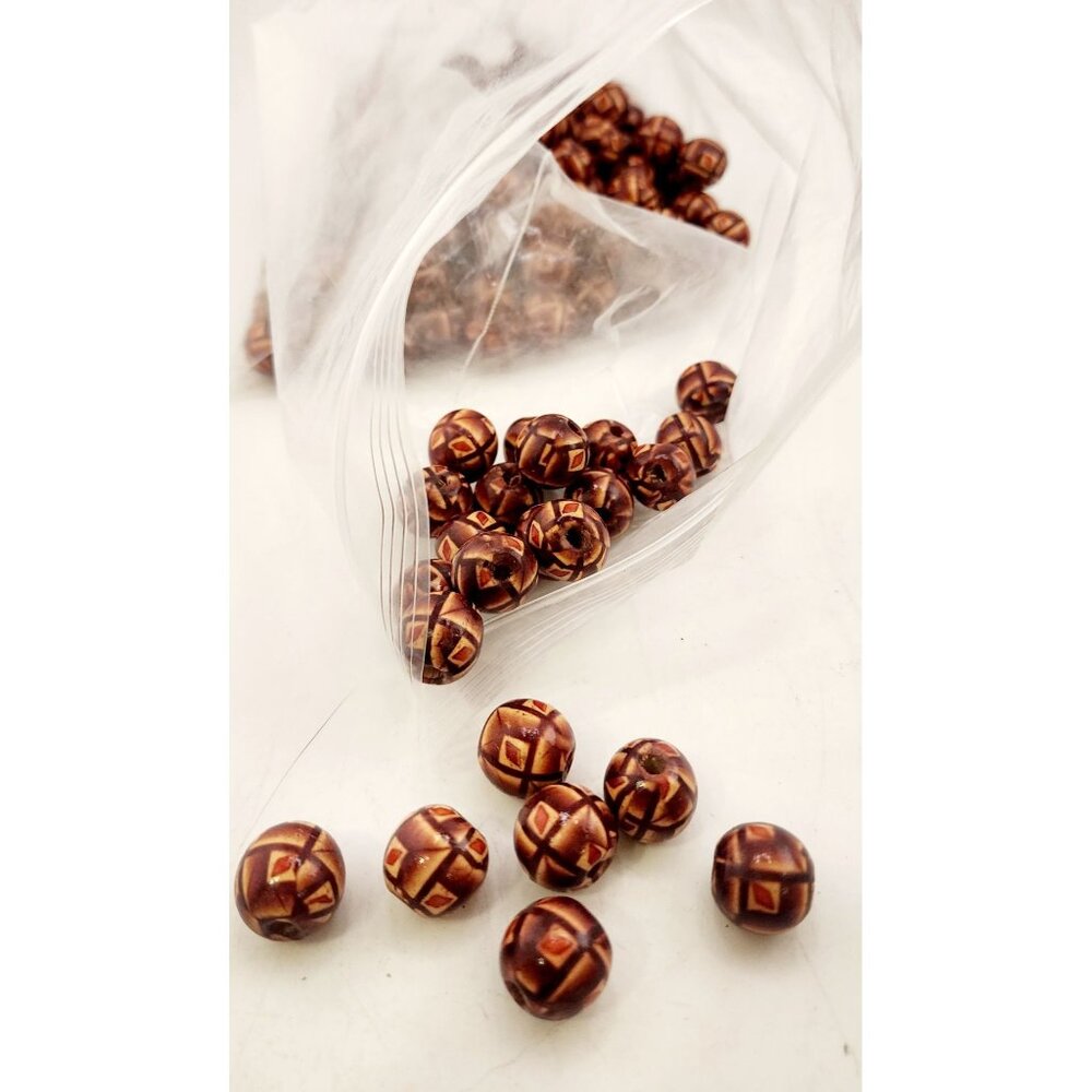 Vintage 2 Tone Wood 12mm Beads (A4320)